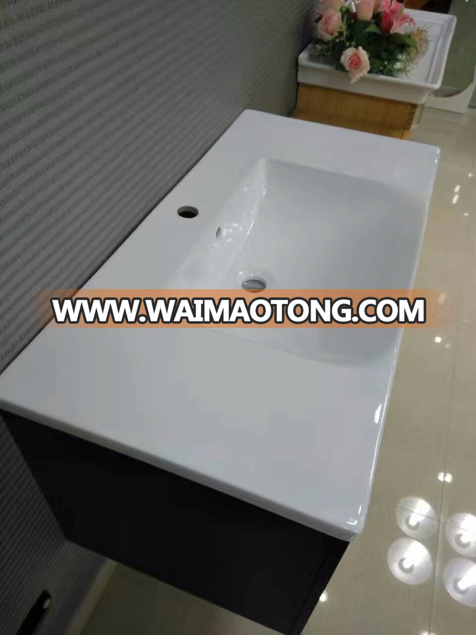 Bathroom cabinet wash basin rectangle shape cabinet basin