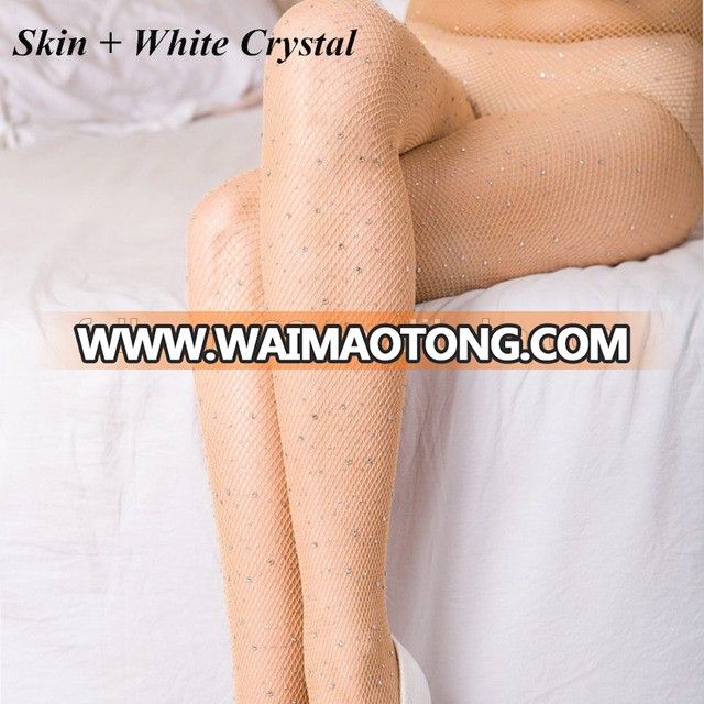 2018 New Women Sexy Crystal Rhinesto<em></em>nes Fishnet Tights Stockings Charm Pantyhose Club Party Hosiery