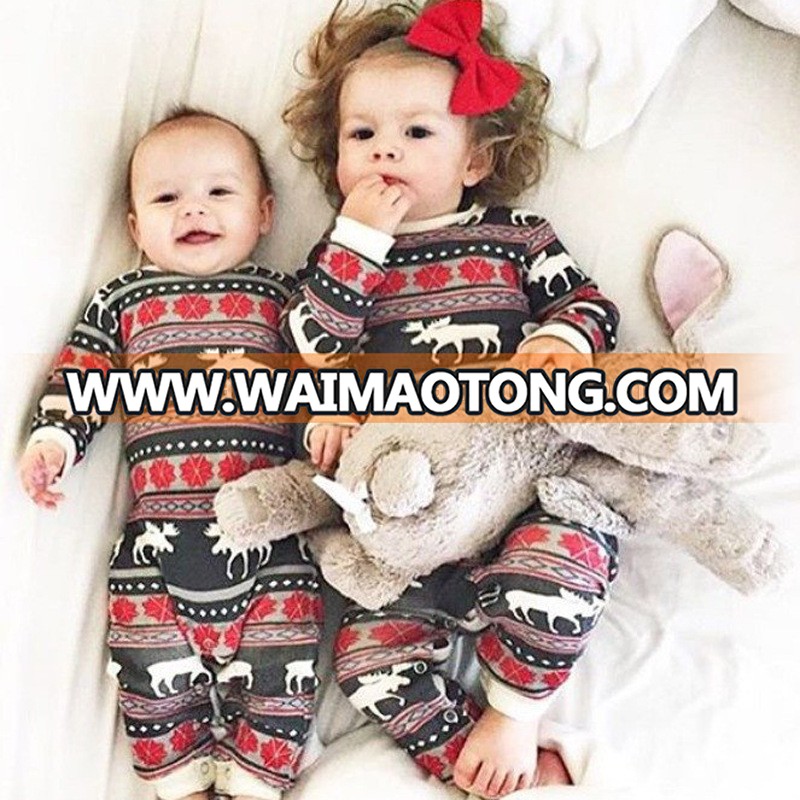 2017 baby christmas pajamas Boys Girls Newborns With Long Sleeves Overalls Jumpsuits Outfits