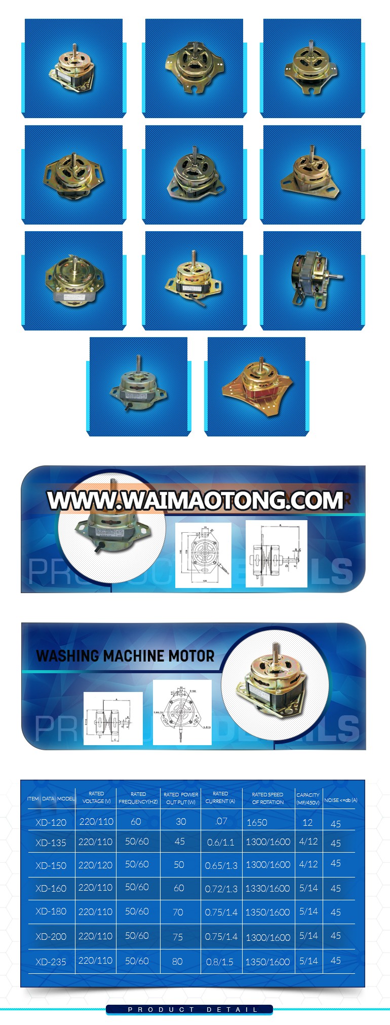 60w 70w 90w 120w 150w 180w Spin Machine Washing Machine ac motor