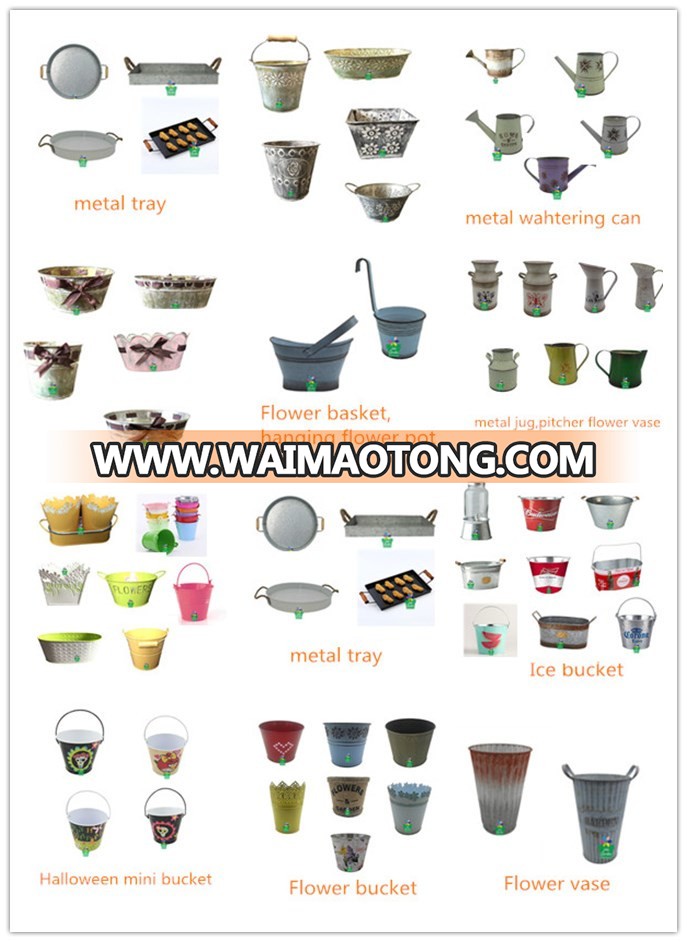 Hot selling galvanized tin pail planter flower pots small me<em></em>tal buckets