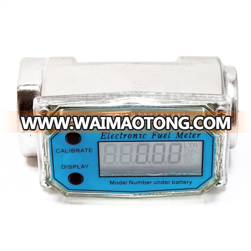 Electro<em></em>nic aluminum turbine digital diesel fuel flow meter with LCD display and 1 inch Inlet/outlet