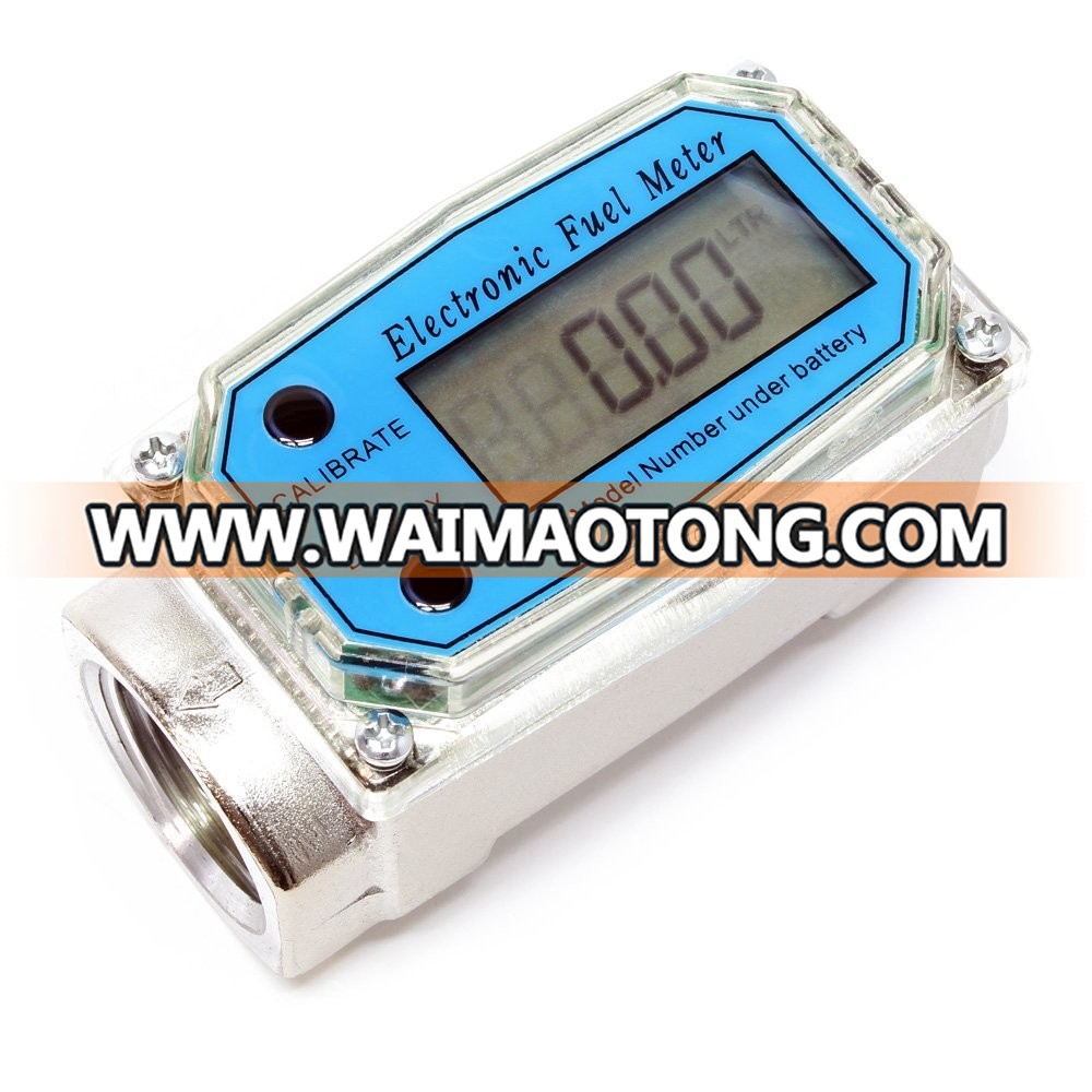 Electro<em></em>nic aluminum turbine digital diesel fuel flow meter with LCD display and 1 inch Inlet/outlet