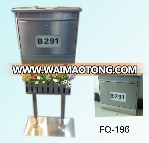 FQ-196 wall mounted stainless steel solar mailbox with house number