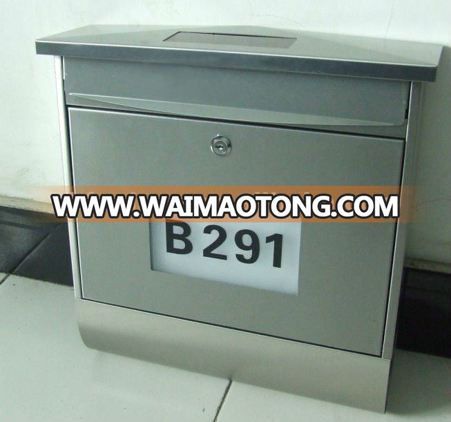 FQ-196 wall mounted stainless steel solar mailbox with house number