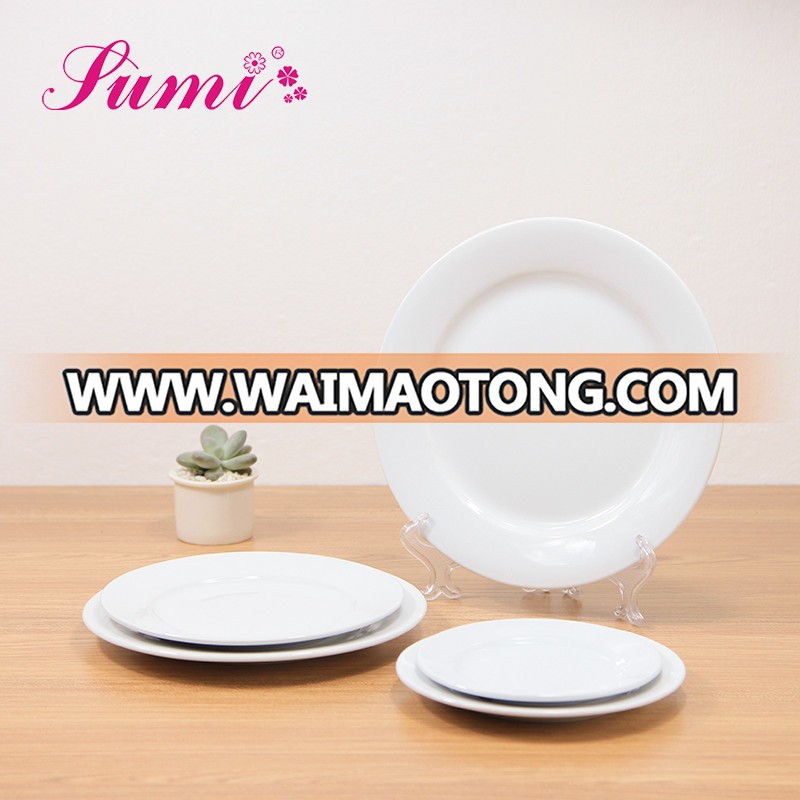 Simple design white round plate porcelain restaurant with hotel ware