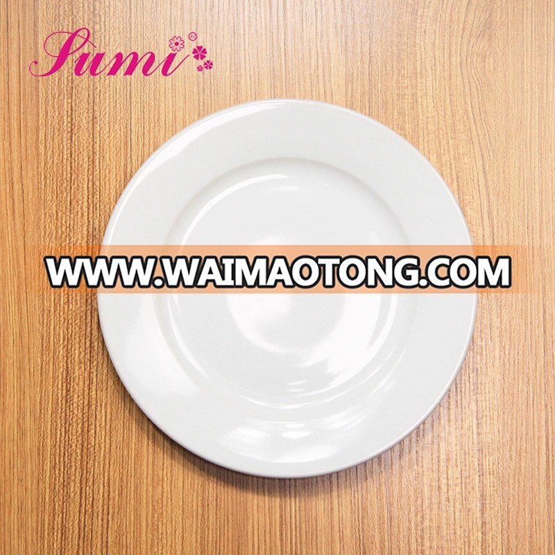 Simple design white round plate porcelain restaurant with hotel ware