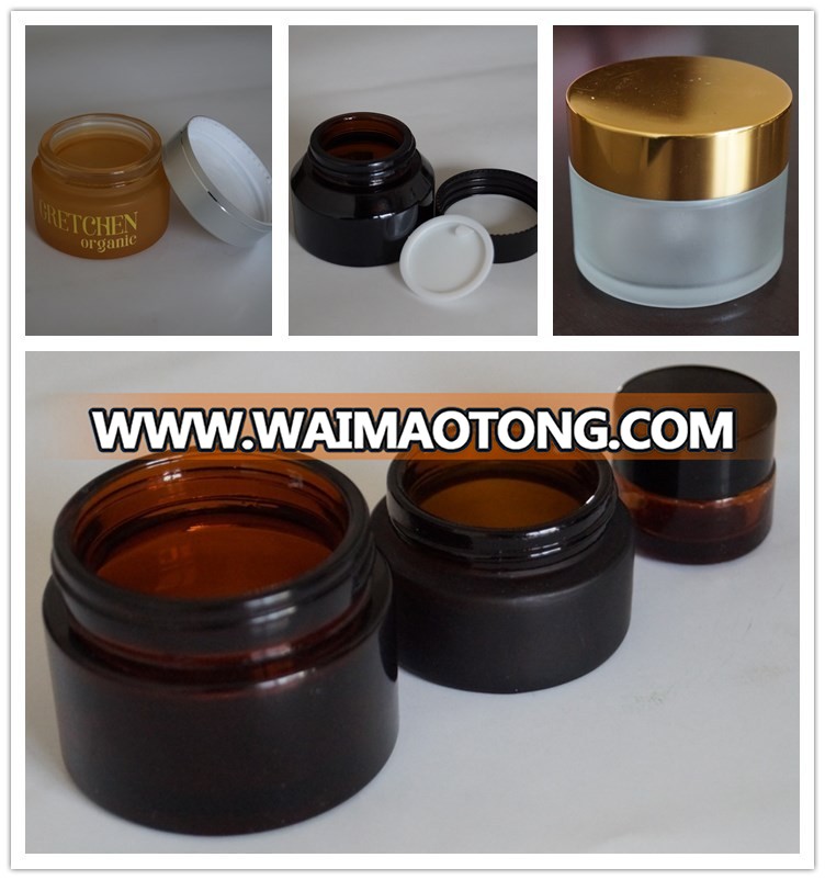 factory directly Cosmetic cream packaging 30 g 50 g empty all black uv glass jar with lids Z03