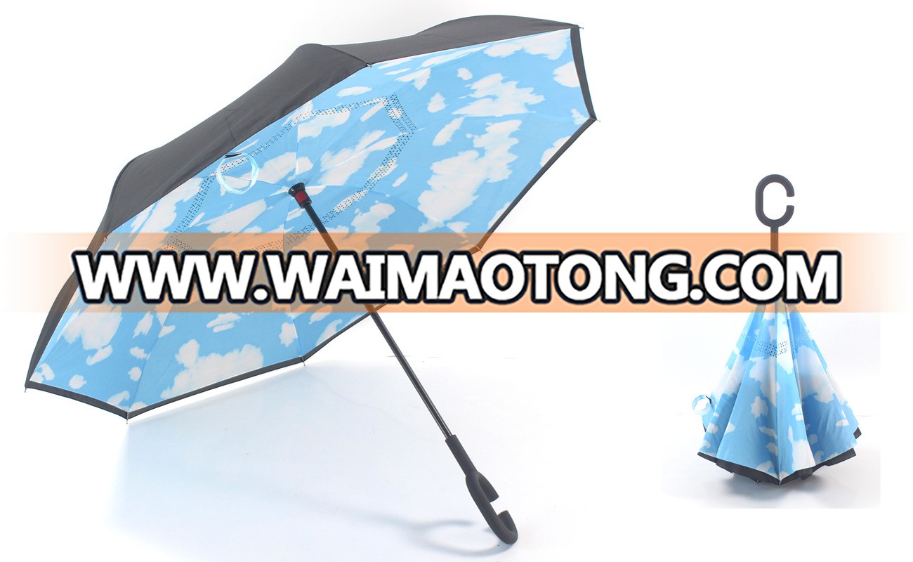 Factory direct windproof inverted umbrella reverse umbrellas with logo prints customize for wholesale