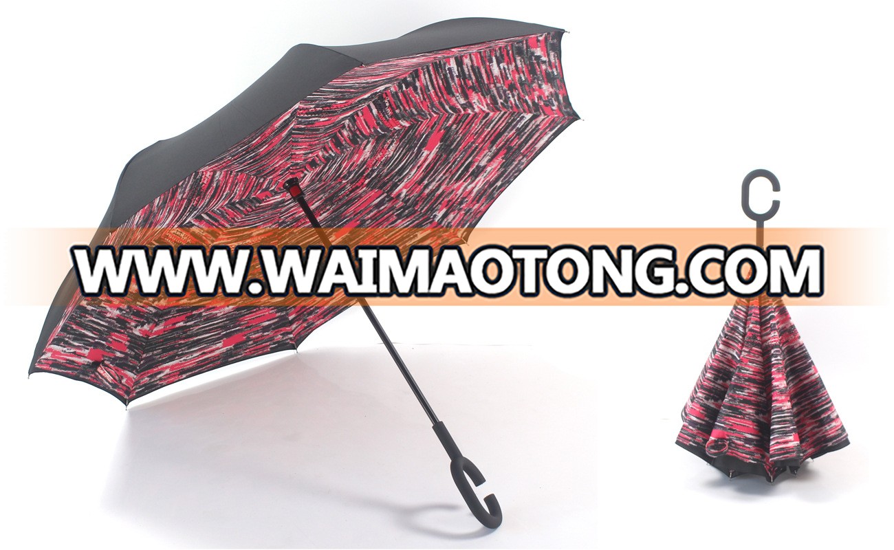 Factory direct windproof inverted umbrella reverse umbrellas with logo prints customize for wholesale