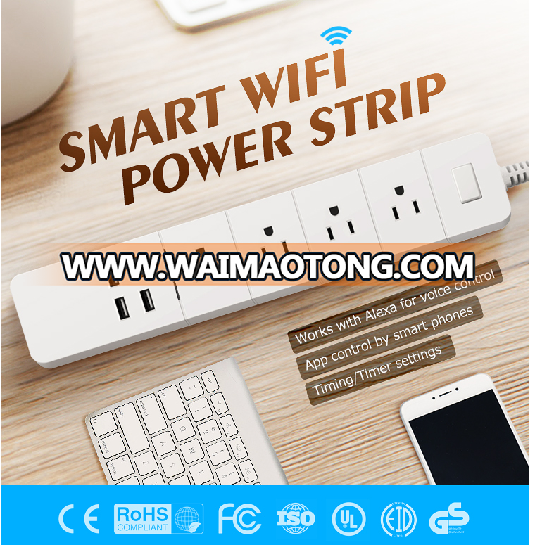 WiFi Smart Power Strip 4 AC Outlets 4 USB Ports Compatible with Alexa Echo Dot & Google Assistant Smart Plug Socket Outlet