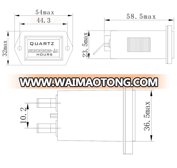 SYS Black Mechanical Hour Counter, Hour Meter Digital Width 12-36VDC 30-60VDC 220VAC