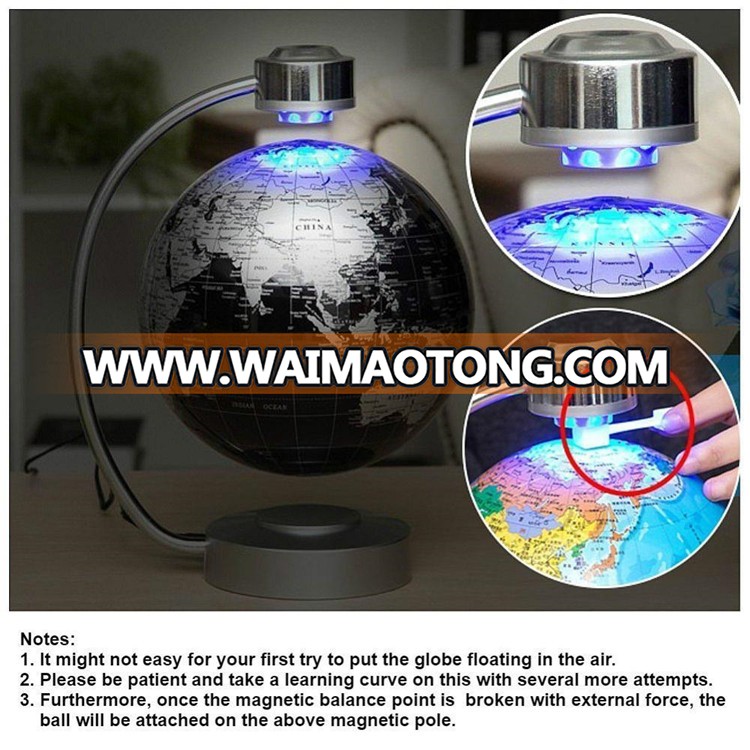 Home Office Desk Decoration Magnetic Levitation Rotating World Globe With Light For Learning Education Teaching Demo