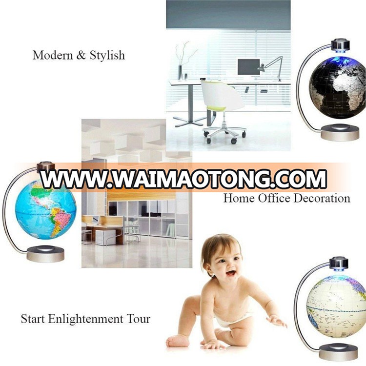 Home Office Desk Decoration Magnetic Levitation Rotating World Globe With Light For Learning Education Teaching Demo