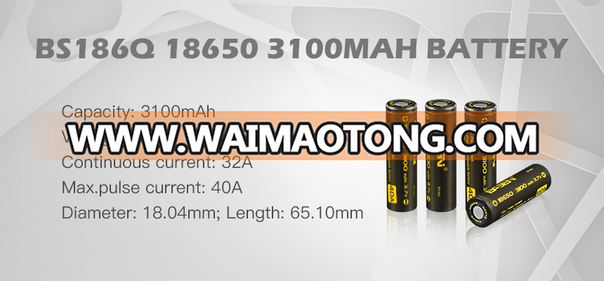 OEM LI-ION POLYMER battery li-ion 18650 battery BASEN 18650 3100mAh 40A black wrap 3.7v battery