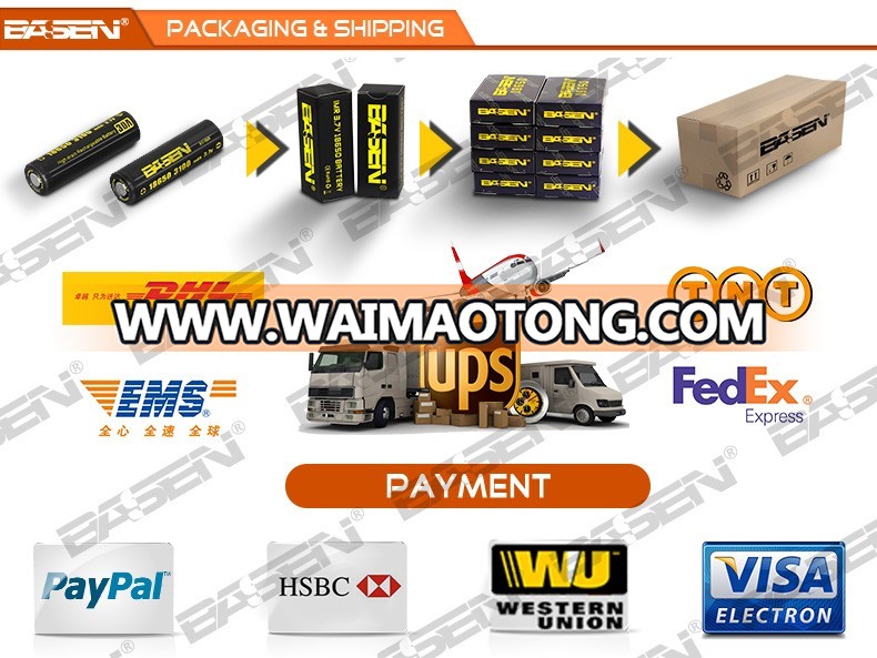 OEM LI-ION POLYMER battery li-ion 18650 battery BASEN 18650 3100mAh 40A black wrap 3.7v battery