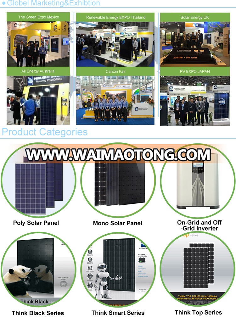 Perlight New Design Monocrystalline Solar Panel 300w 290w 280w 270w All Black Solar Panel Price