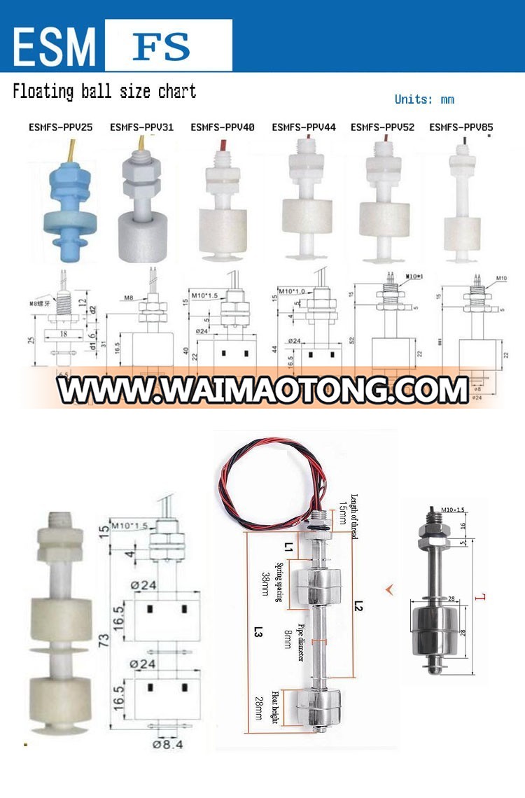 ESMFS Side-Mounted Water Oil Fluid Float Level Switch/Sensor with low cost