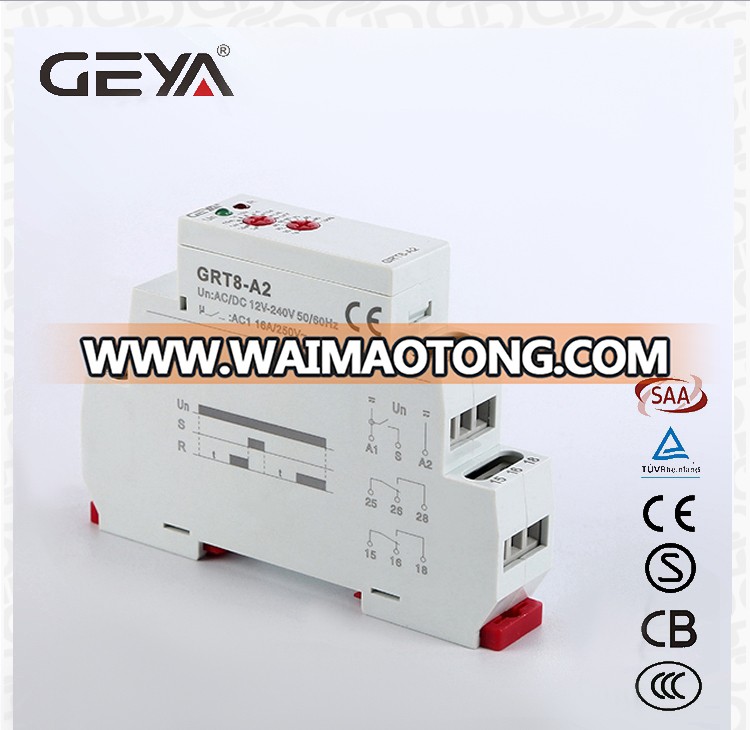 GEYA GRT8-AB Smart Home Adjustable 16A Time Relay DIN Rail 18mm Electric ON Delay Timer 12V DC