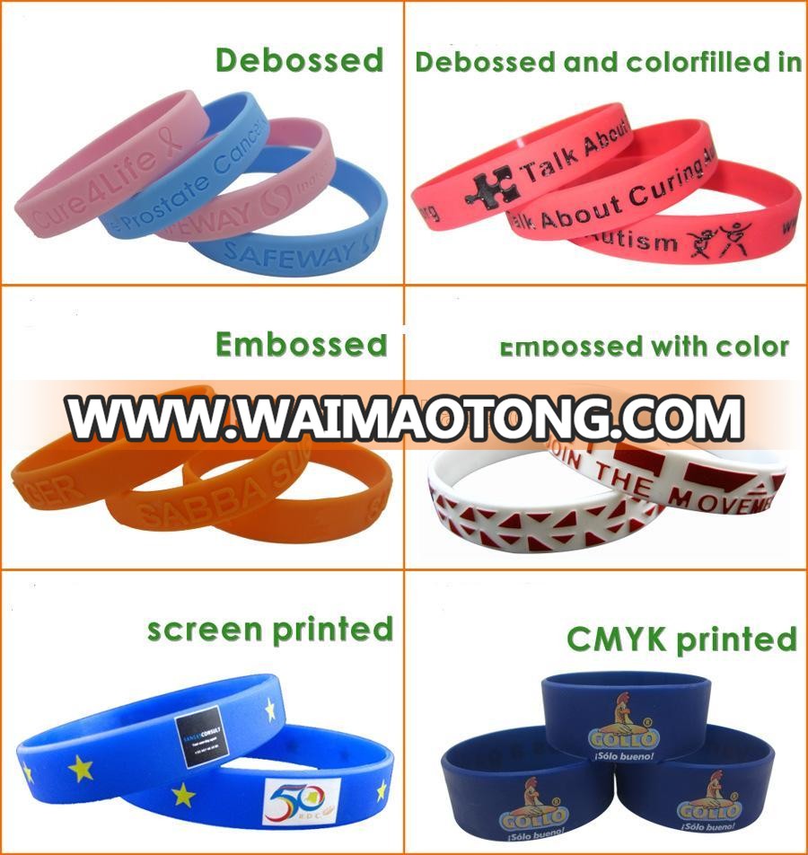 Wholesale debossed with color filled silicone wristband,Debossed wrist bands for sell