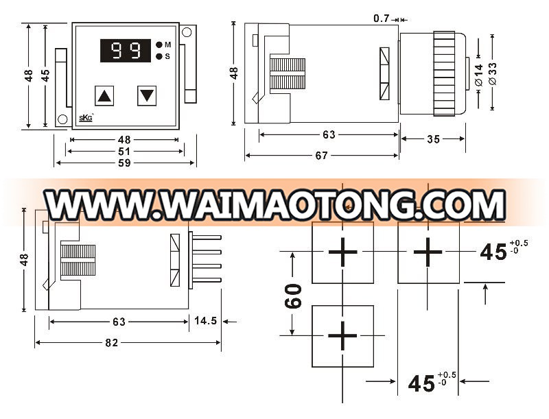 TH100A HM programmable 8-Pin Mini Industrial Electric Timer LED Digital Display Countdown panel timer Relay 110vac 24v 12v