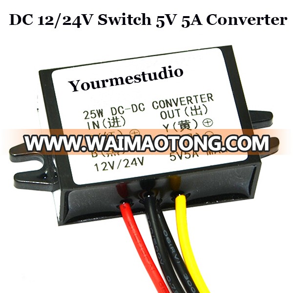 Factory Directly Waterproof Non-isolated 25W 12V/24V Buck 5V 5A Step Down DC Converter For Car Led Display Power