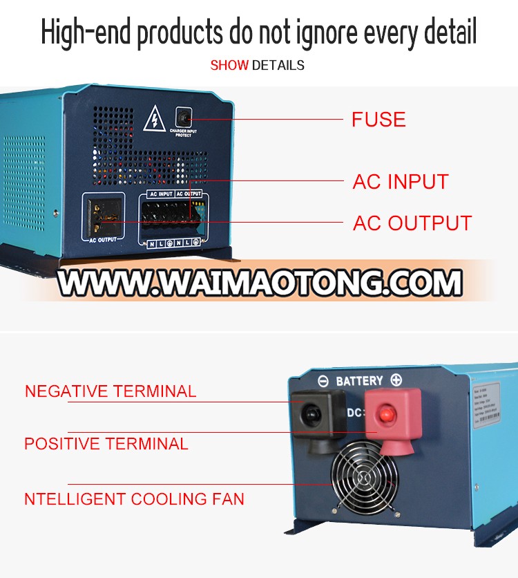 Rechargeable off grid portable power inverter 3000va solar inverter 12v 24v 48v dc to 220v ac