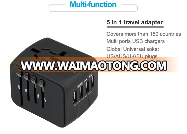 Wholesale usb ac/dc adapter 4 usb power adapter Electrical mobile phone accessories universal plug adapter