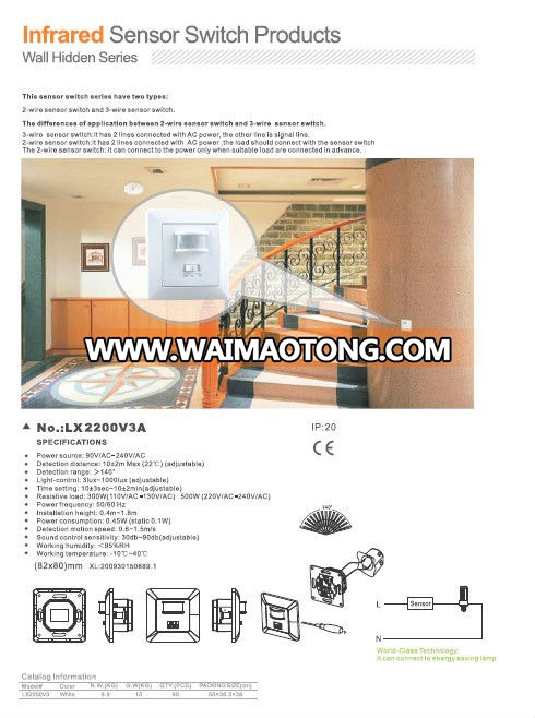 motion sensor light switch,infrared motion sensor, co<em></em>ntrol switch(BS037)