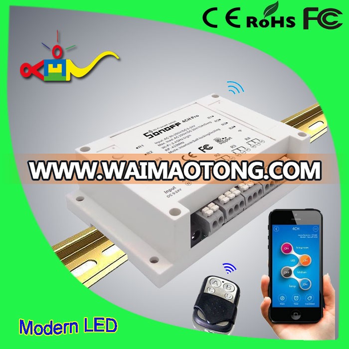 So<em></em>noff 4CH Pro-4Gang Inching/Self-Locking/Interlock 433MHZ RF WiFi wireless Smart Switch for light home