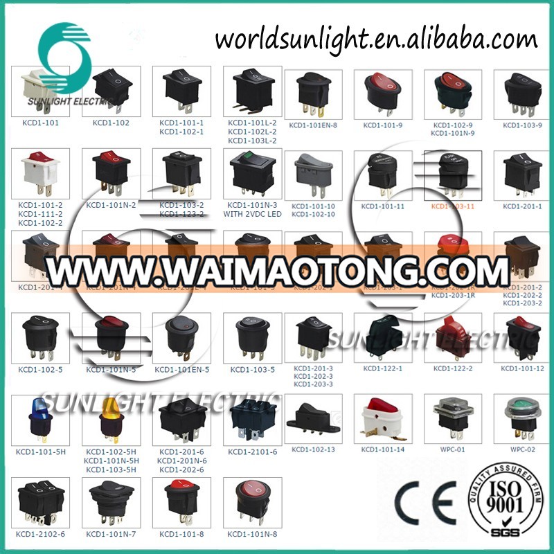 Sub-miniature type KCD1 series t85 1e4 boat rocker switches