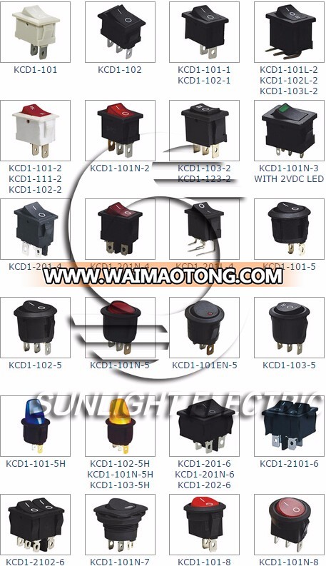 Sub-miniature type KCD1 series t85 1e4 boat rocker switches