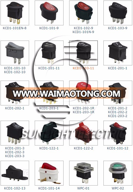 Sub-miniature type KCD1 series t85 1e4 boat rocker switches