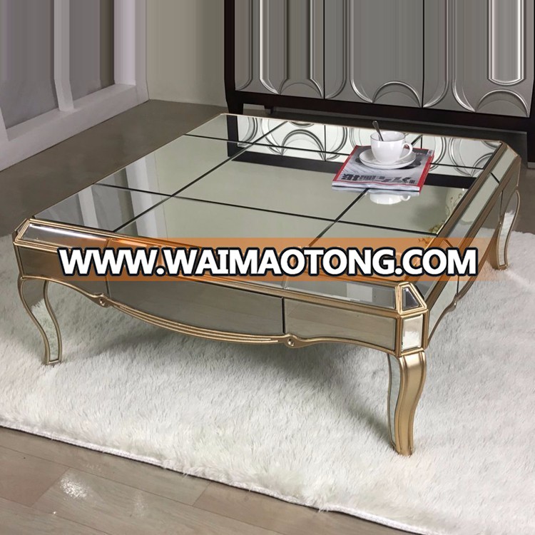 2018 High quality antique modern silver mirrored coffee table