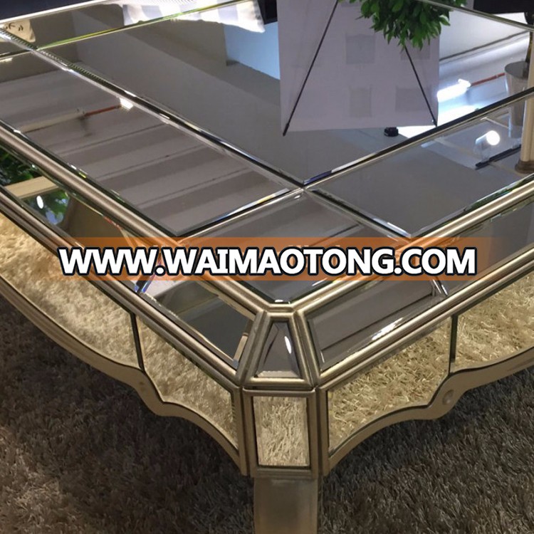 2018 High quality antique modern silver mirrored coffee table