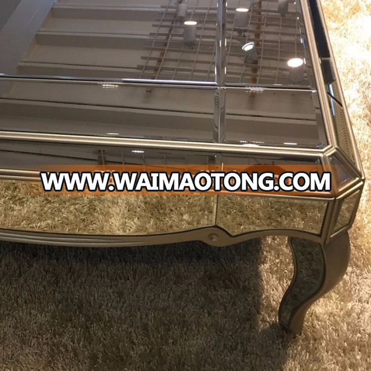 2018 High quality antique modern silver mirrored coffee table