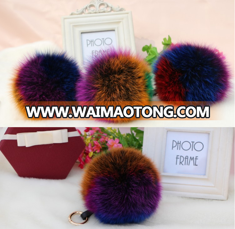 Chinese supplier colorful Real fox fur pom poms Dyed fur ball for garment