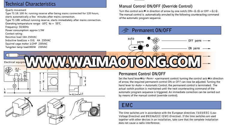 GEYA SUL181h without battery 24 hours Mechanical programming Din Rail Programmable timer switch