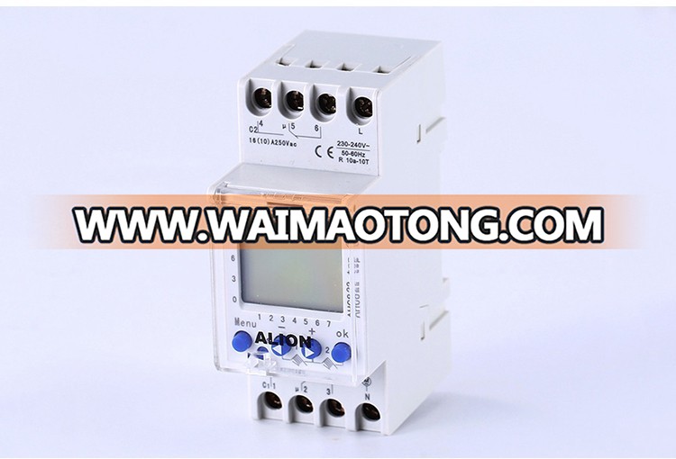 ALION AHC822 220V-240V Multi-Function DIN Rail LCD Digital Timer Switch, Weekly Program Time Switch