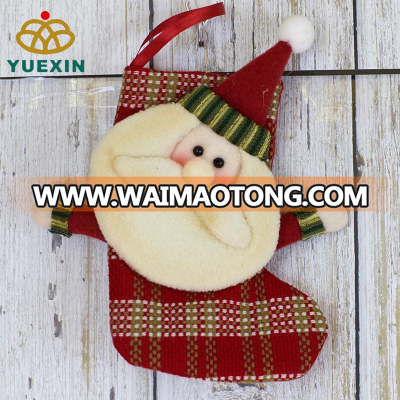 Handmade Christmas Santa Sock Gift Stocking for Xmas Tree Ornament