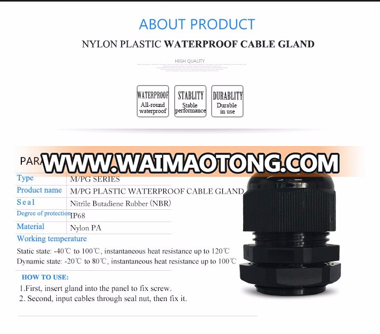 PG Type Small IP68 Waterproof Nylon Cable Gland