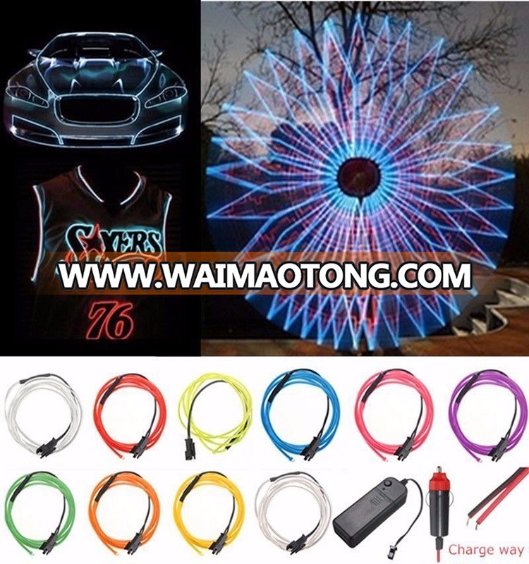 Led EL Wire Rope Flexible Neon Glow Car Party Decor Light FREE 3V/12V controller 1M 2M 3M 4M 5M water resistant bent any shapes