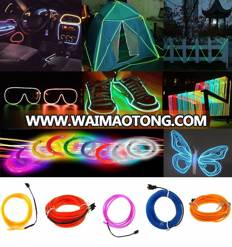 Led EL Wire Rope Flexible Neon Glow Car Party Decor Light FREE 3V/12V controller 1M 2M 3M 4M 5M water resistant bent any shapes