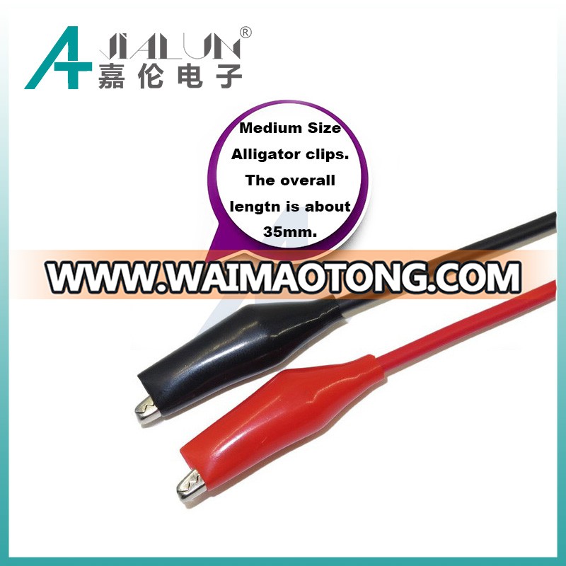 JIALUN 1M 4mm Silicone Banana Plug to Crocodile Alligator Clip Test Probe Lead Wire Cable