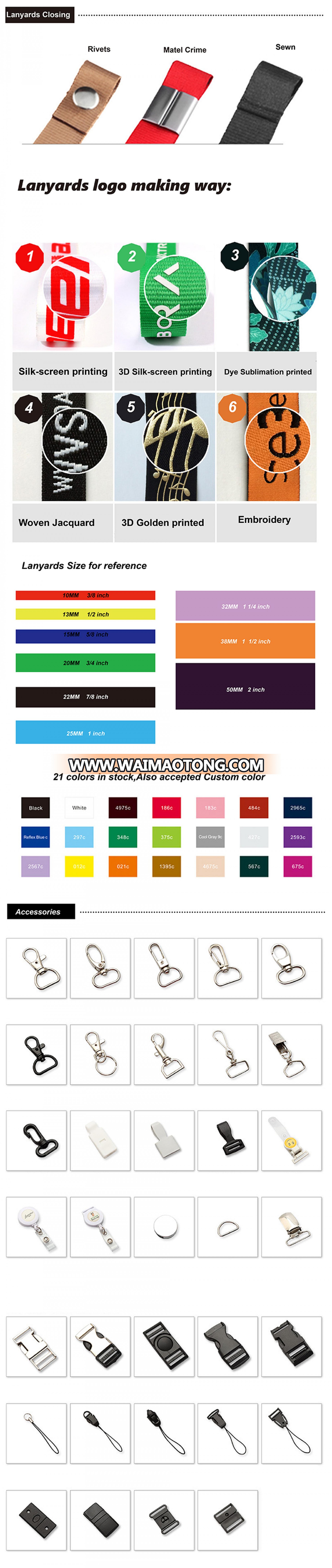 Factory Wholesale Polyester Material Silkscreen Neck Strap Custom Logo Printing Lanyard