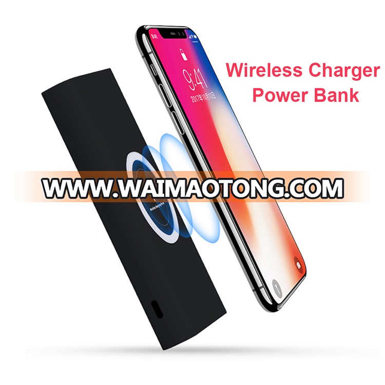 10000mah portable Li-polymer battery LED QI wireless charger mobile charger power bank for cell phone