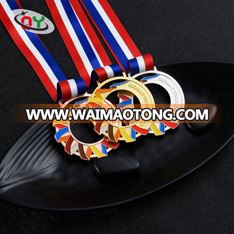 Zhongshan Factory Cheap Price ODM Custom Metal Crafts Souvenir Sports Medal With Ribbon