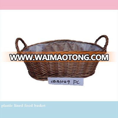 S/3 handmade golden color displaying wicker basket with wooden handle