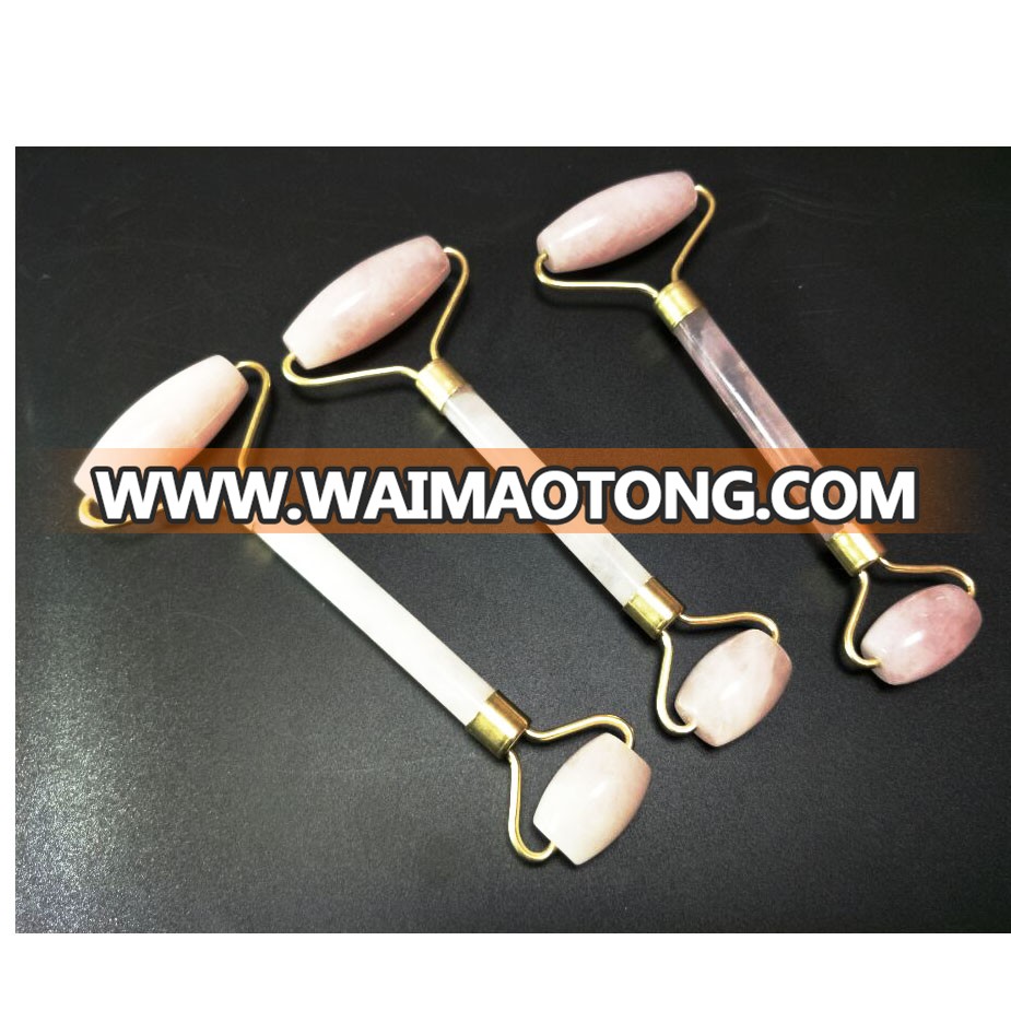 Crystal Rose Quartz Jade Facial Roller For Massage With Box, Can Be Customized