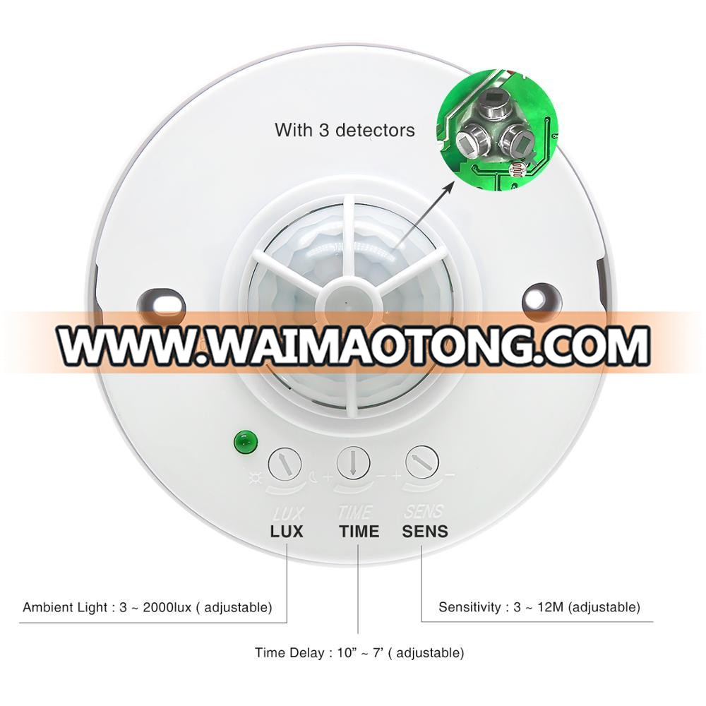 360 degree PIR infrared motion sensor switch ,Ceiling mount 3 detectors High sensitive occupancy pir infrared sensors (BS036B)